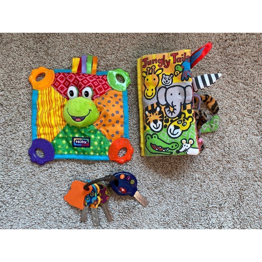 Jellycat Nuby B Toy Lot Of 3 Car Keys Babybook Teething Baby Infant